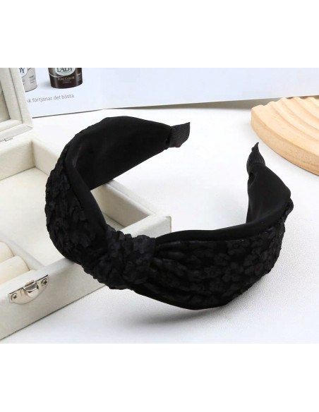 Opaska do włosów supeł z Koronką CZARNA GLAMOUR Lolita Akcesoria