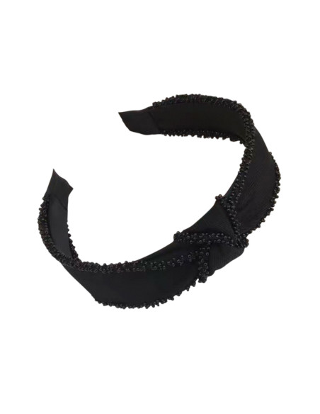 Opaska do włosów supeł CZARNA Z KORALIKAMI PARIS Lolita Akcesoria