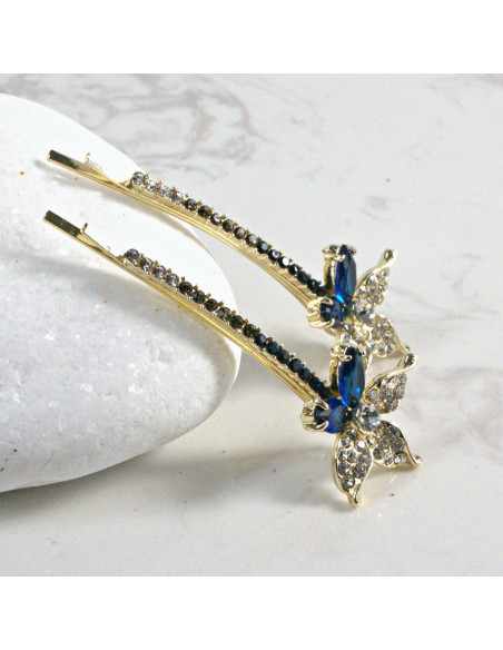 Wsuwka do włosów kwiatek z kryształkami GRANAT 2 szt. Lolita Akcesoria