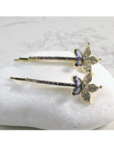 Wsuwka do włosów kwiatek z kryształkami FIOLET 2 szt....