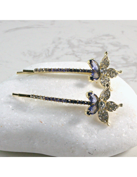 Wsuwka do włosów kwiatek z kryształkami FIOLET 2 szt. Lolita Akcesoria