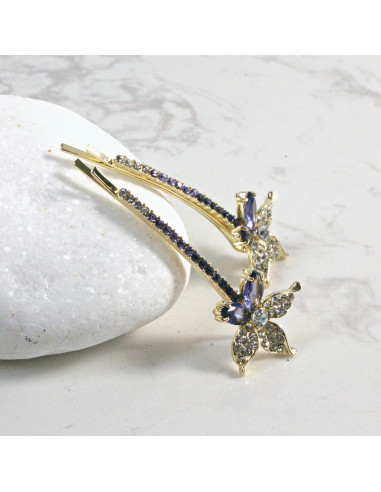 Wsuwka do włosów kwiatek z kryształkami FIOLET...