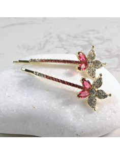 Wsuwka do włosów kwiatek z kryształkami RÓŻ 2 szt. Lolita...