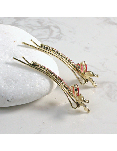 Wsuwka do włosów kwiatek z kryształkami RÓŻ 2...