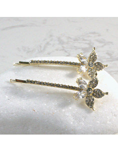 Wsuwka do włosów kwiatek z kryształkami BEZBARWNY 2 szt....