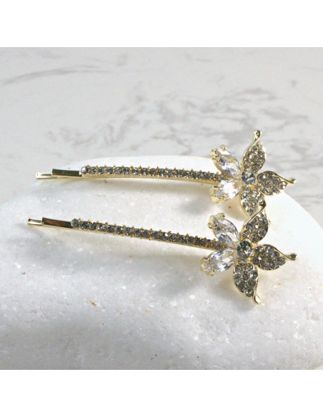Wsuwka do włosów kwiatek z kryształkami BEZBARWNY 2 szt. Lolita Akcesoria