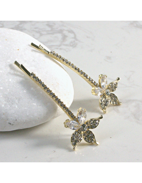 Wsuwka do włosów kwiatek z kryształkami BEZBARWNY 2 szt. Lolita Akcesoria