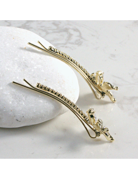 Wsuwka do włosów kwiatek z kryształkami BEZBARWNY 2 szt. Lolita Akcesoria