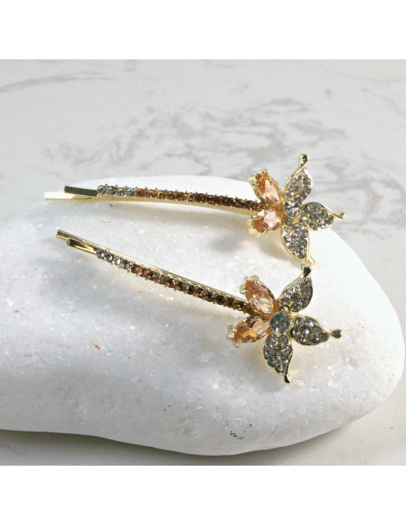 Wsuwka do włosów kwiatek z kryształkami MIODOWY 2 szt. Lolita Akcesoria