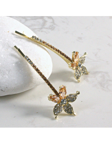 Wsuwka do włosów kwiatek z kryształkami MIODOWY...