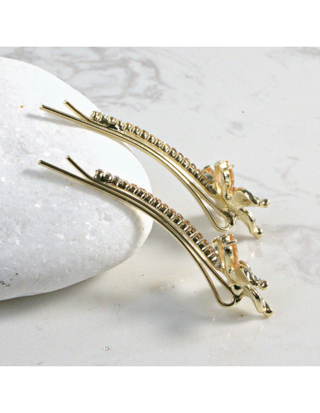 Wsuwka do włosów kwiatek z kryształkami MIODOWY 2 szt. Lolita Akcesoria