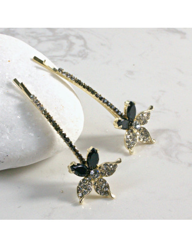 Wsuwka do włosów kwiatek z kryształkami CZARNY...