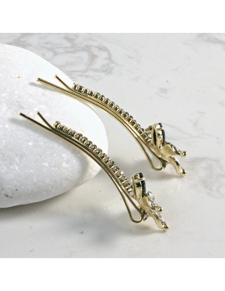 Wsuwka do włosów kwiatek z kryształkami CZARNY 2 szt. Lolita Akcesoria