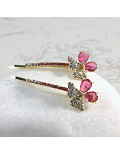 Wsuwka do włosów kwiatek z kryształkami RÓŻ 2 szt. Lolita...