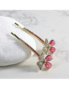 Wsuwka do włosów kwiatek z kryształkami RÓŻ 2 szt. Lolita... 2