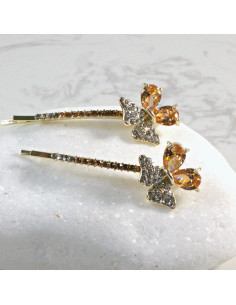 Wsuwka do włosów kwiatek z kryształkami MIODOWY 2 szt....