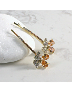 Wsuwka do włosów kwiatek z kryształkami MIODOWY 2 szt.... 2