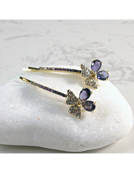 Wsuwka do włosów kwiatek z kryształkami FIOLET 2 szt. Lolita Akcesoria
