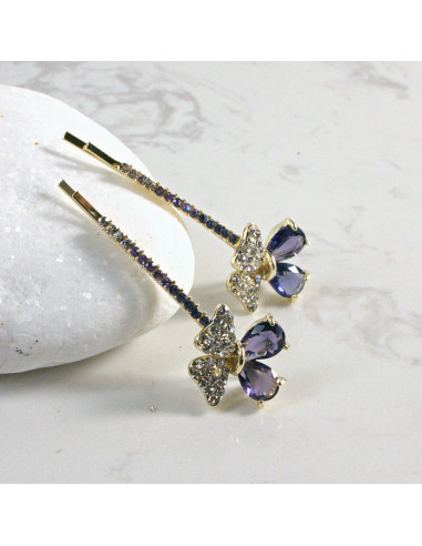 Wsuwka do włosów kwiatek z kryształkami FIOLET...