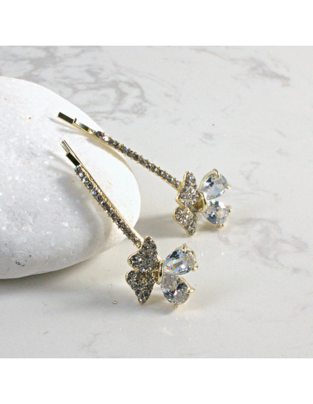 Wsuwka do włosów kwiatek z kryształkami BEZBARWNY 2 szt. Lolita Akcesoria