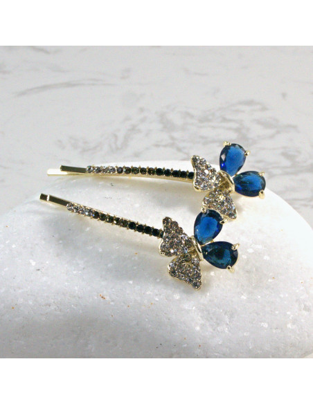 Wsuwka do włosów kwiatek z kryształkami GRANAT 2 szt. Lolita Akcesoria