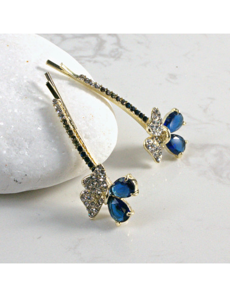 Wsuwka do włosów kwiatek z kryształkami GRANAT 2 szt. Lolita Akcesoria