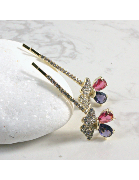 Wsuwka do włosów kwiatek z kryształkami MIX 2 szt. Lolita Akcesoria