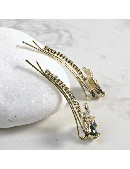 Wsuwka do włosów kwiatek z kryształkami CZARNY 2 szt. Lolita Akcesoria