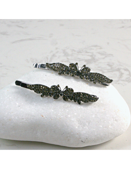 Wsuwka do włosów motylek z kamieniami GRAFIT 2 szt. Lolita Akcesoria