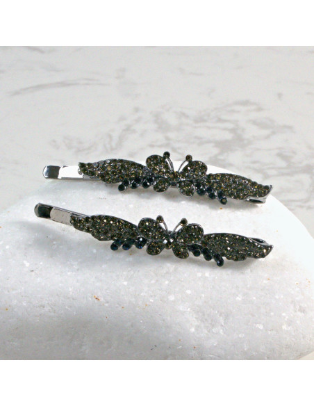 Wsuwka do włosów motylek z kamieniami GRANAT 2 szt. Lolita Akcesoria