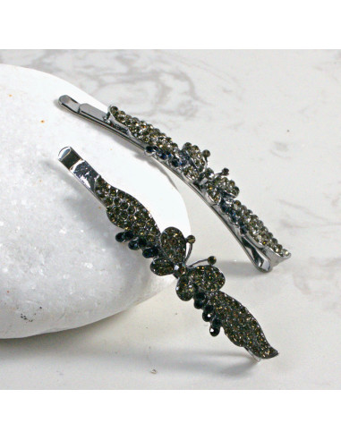 Wsuwka do włosów motylek z kamieniami GRANAT 2...