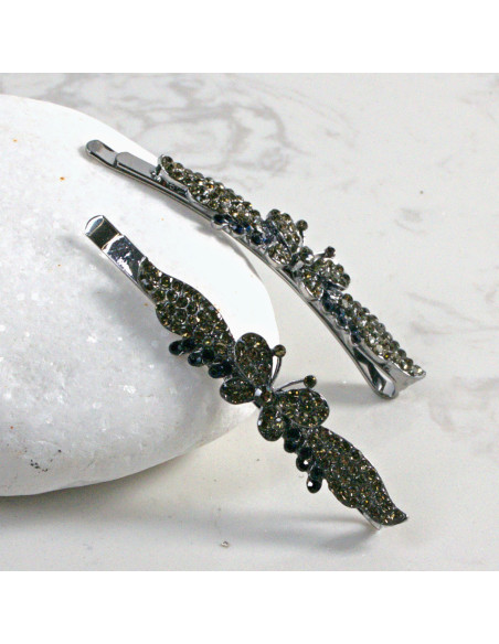 Wsuwka do włosów motylek z kamieniami GRANAT 2 szt. Lolita Akcesoria