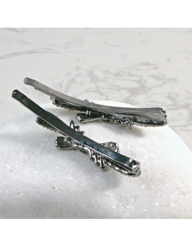 Wsuwka do włosów kokarda z kamieniami CZARNY 2...