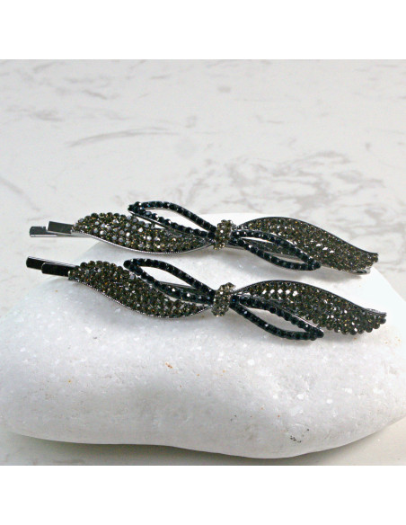 Wsuwka do włosów skrzydła z kamieniami GRANAT 2 szt. Lolita Akcesoria
