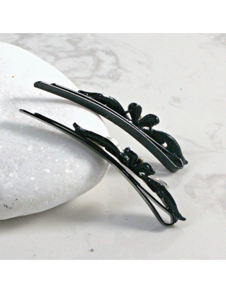 Wsuwka do włosów kwiatek z kryształkami BEZBARWNY 2 szt. Lolita Akcesoria