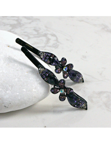 Wsuwka do włosów kwiatek z kryształkami FIOLET...