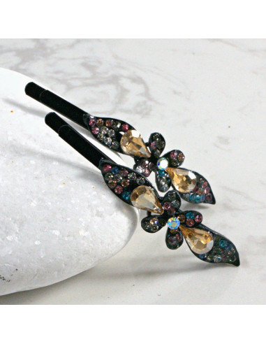 Wsuwka do włosów kwiatek z kryształkami MIODOWY...