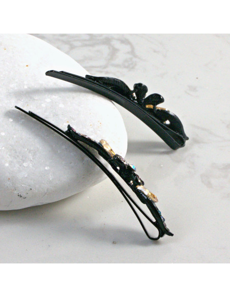 Wsuwka do włosów kwiatek z kryształkami MIODOWY 2 szt. Lolita Akcesoria