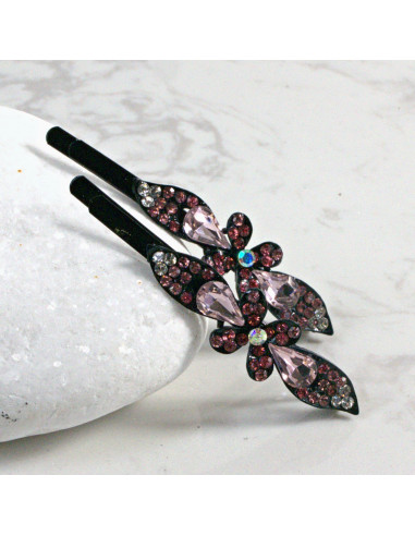 Wsuwka do włosów kwiatek z kryształkami RÓŻ 2...