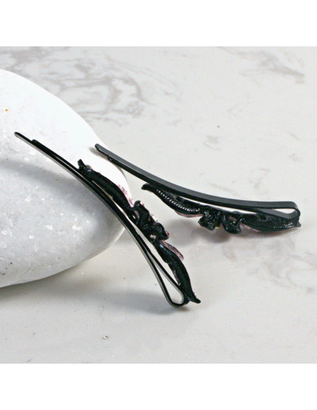 Wsuwka do włosów kwiatek z kryształkami RÓŻ 2 szt. Lolita Akcesoria