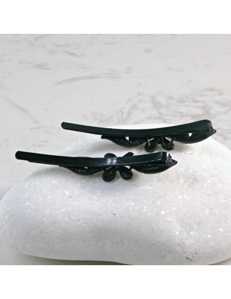 Wsuwka do włosów kwiatek z kryształkami GRAFIT 2 szt. Lolita Akcesoria