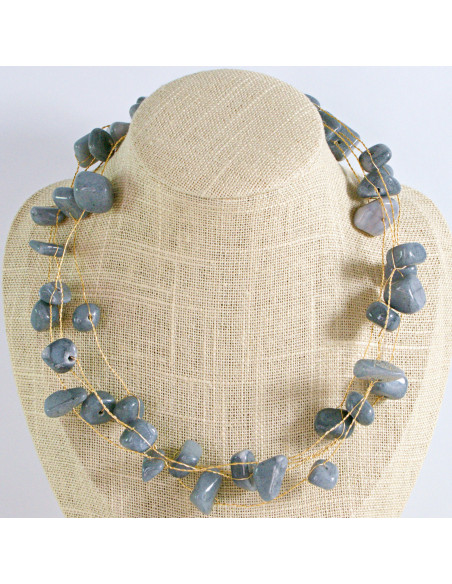 Naszyjnik Korale wielosznurowy choker z koralikami Lolita Accessories szary