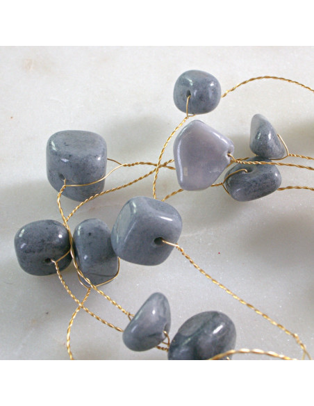 Naszyjnik Korale wielosznurowy choker z koralikami Lolita Accessories szary