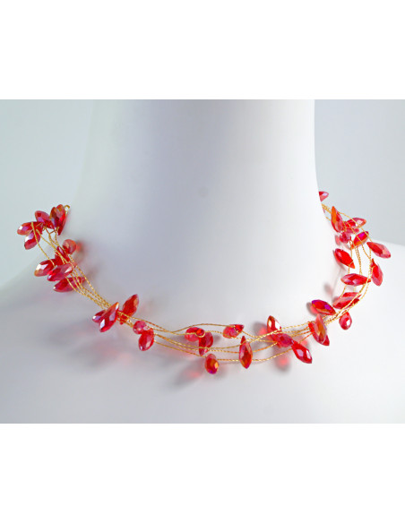 Naszyjnik Korale czrwone choker z koralikami Lolita Accessories