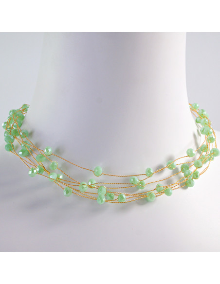 Naszyjnik wielosznurowy choker z koralikami Lolita Accessories zielony