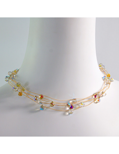 Naszyjnik Korale wielosznurowy choker z koralikami Lolita Accessories Szary