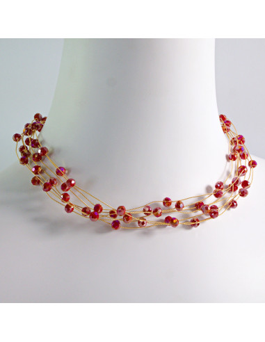 Naszyjnik wielosznurowy choker z koralikami...