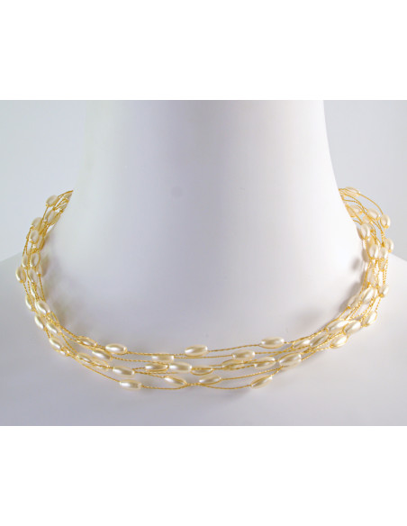 Naszyjnik perłowy wielosznurowy choker z koralikami Lolita Accessories