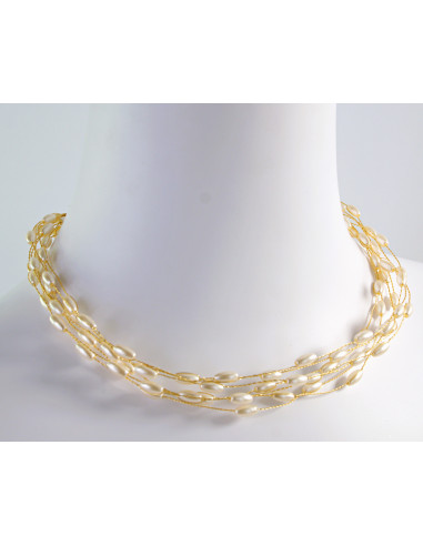 Naszyjnik perłowy wielosznurowy choker z...