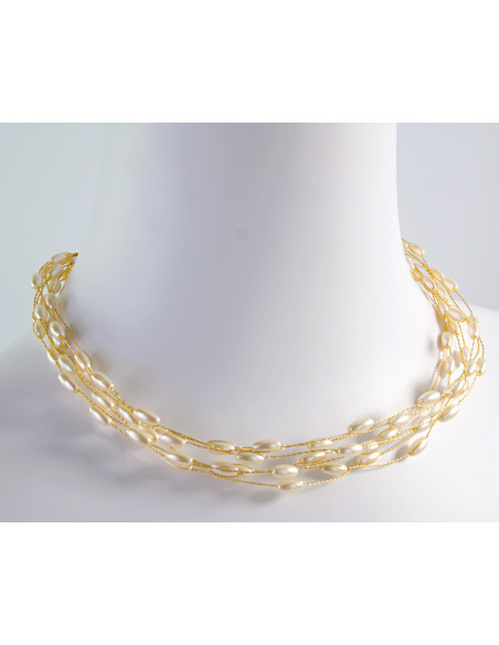 Naszyjnik perłowy wielosznurowy choker z koralikami Lolita Accessories